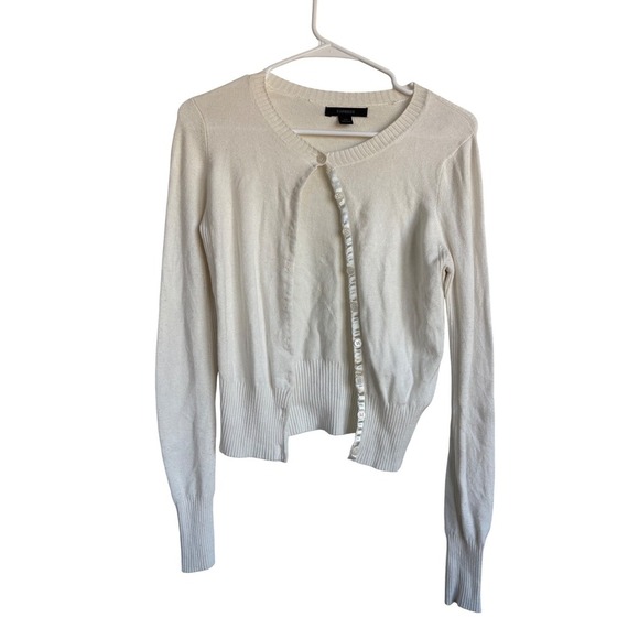 Express Womens Cardigan Sweater XS Extra Small Button Front Long Sleeve Cream - Picture 2 of 6